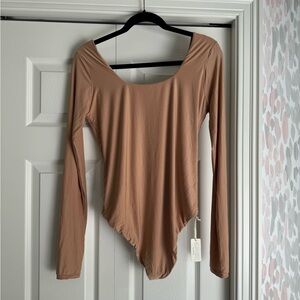 Aerie Tan Long Sleeve Bodysuit
